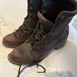 Double H Women's Lace Up Boots - Brown and Black